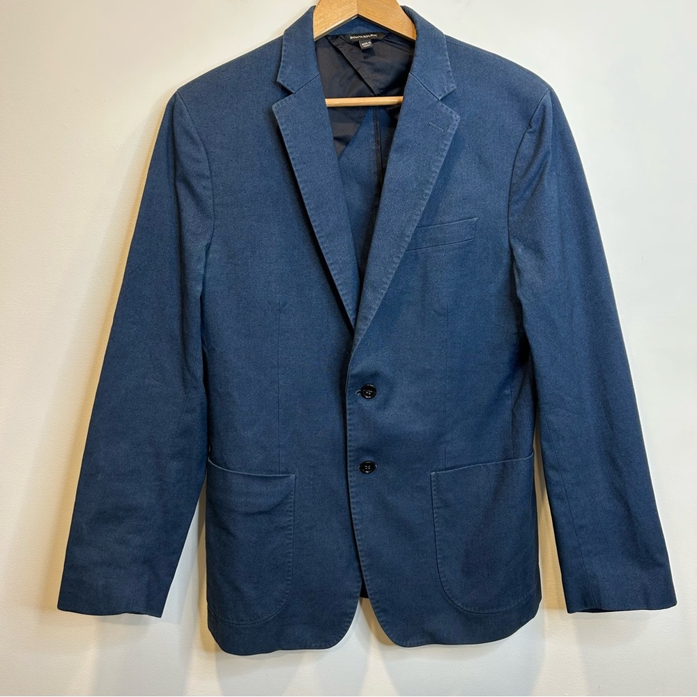 Banana Republic Men’s Cotton Blend 2 Button Blazer Jacket Blue